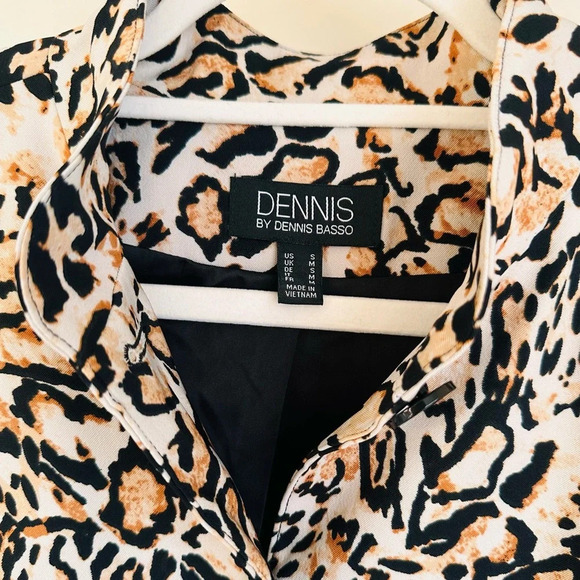 Dennis Basso Printed Twill Button Front Jacket - Leopard Print - Size S - Picture 7 of 16
